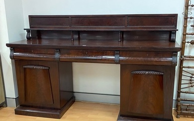 Antique William IV mahogany twin pedestal sideboard, approx ...