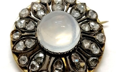 Antique diamond & moonstone brooch - 2.5cm diameter & 10g to...