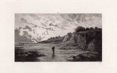 Antoine Chintreuil 1874 etching Low Tide signed
