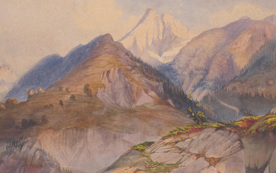 Antoine Claveau (born 1815) Mountainous View sight 13 3/4 x...