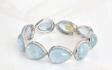 Aquamarine and Silver Bracelet