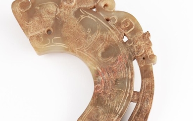 Archaic-style Carved Jade Dragon Plaque