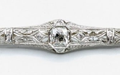 Art Deco 18K White Gold Diamond Pin