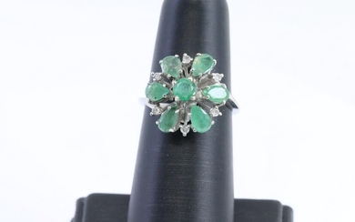 Art Deco Diamond | Emerald Ring | Palladium