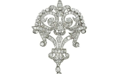 Art Deco Platinum, Diamond and Pearl Brooch