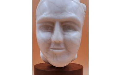 Art Deco Style Alabaster Stone Head Sculpture Signed David Miller
