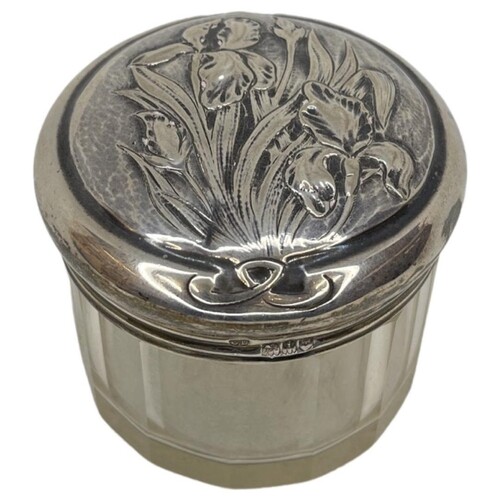Art Nouveau Silver Topped Iris Dressing Jar. London 1904, Ch...