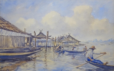 Arthur Eland (1884-1948), Riviergezicht te Indonesië, gesigneerd l.o., aquarel, 26...