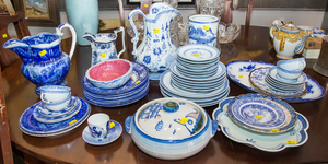 Assortment of Decorative Blue and White China
