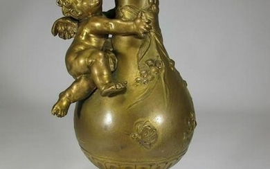 Auguste MOREAU (1834-1917) gilt bronze vase