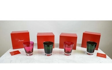 BACCARAT 'MOSAIQUE' TUMBLER GLASSES, a set of four, two red ...