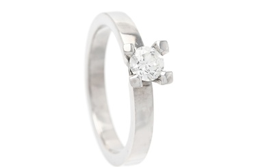 BAGUE SOLITAIRE, or blanc 18K, diamant taille brillant approx. 0,30 ct, approx. W/VVS, taille 15,75...