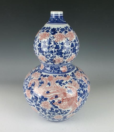 BLUE & RED DOUBLE GOURD VASE