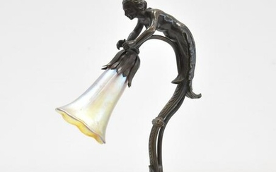 BRONZE ART NOUVEAU FIGURAL LAMP