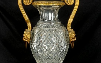 Baccarat Quality Gilt Bronze Mounted Crystal Vase