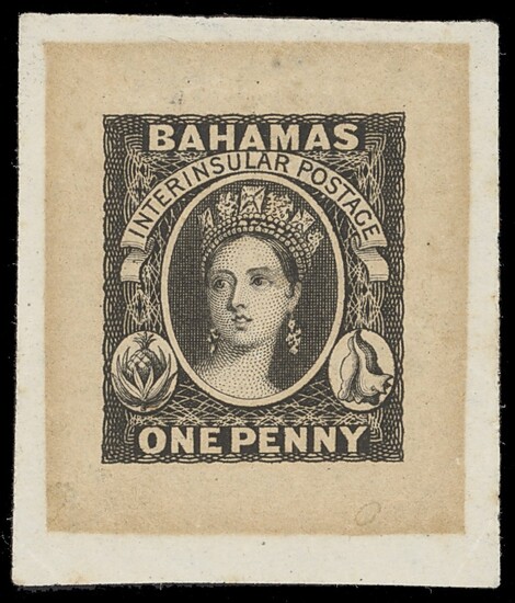 Bahamas 1859 (10 June) One Penny, Imperforate Die Proof A complete die proof in black on India...