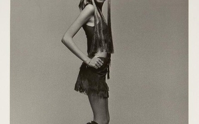 Barry Lategan, British b.1935- Twiggy Standing with a Headband, 1966; platinum print on wove, printed later, signed, dated and numbered 5/50 in black ink, sheet 50.7 x 40.9cm (unframed) (ARR)
