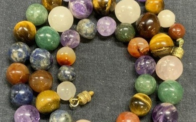 Beaded Gemstone Necklace, Quartz, Jadeite, More