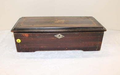 Beautiful antique rosewood with inlay single comb music box with good teeth