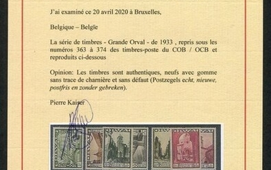 Belgium 1933 - Large Orval with a Kaiser certificate - OBP / COB 363/74