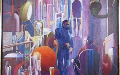 Benjamin Silva, Blue Machine and People, Painting