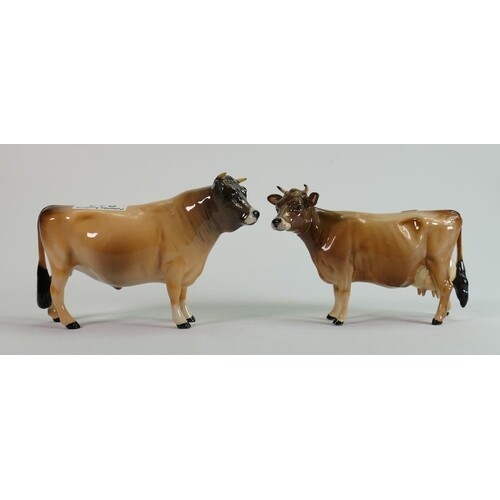 Beswick Jersey Cow 1345 and Bull 1422 (2)