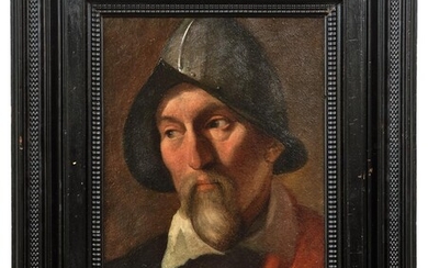 Bildnis eines Soldaten mit Helm: Caravaggist des 17. Jahrhunderts
