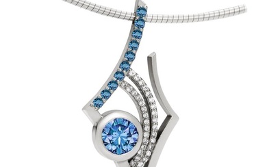 Blue and White Topaz Antares Star Pendant in Sterling Silver