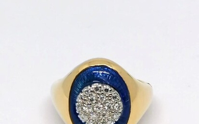 Blue enamel and diamond Ring Circa 1950