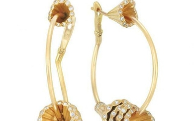 Boucheron 18K Yellow Gold Diamond Frou Frou Earrings