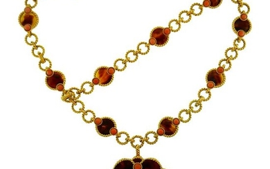 Boucheron Coral Shell Gold Necklace Bracelet