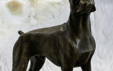 Boxer Dog Bronze Metal Statue Sculpture Collectible Decor Signed Art 8" x 9"