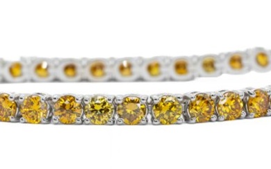 Bracelet - 18 kt. White gold - 9.50 tw. Yellow Diamond (Natural coloured)