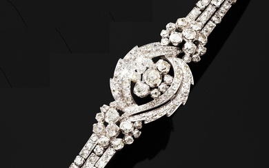 Bracelet in platinum (850th), composed of... - Lot 13 - Varenne Enchères