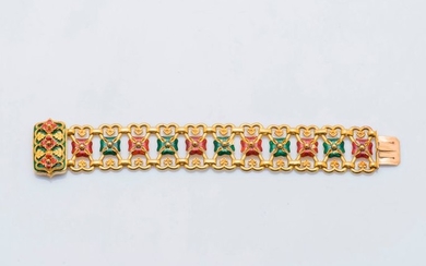 Bracelet ruban articulé en or jaune 18 carats...
