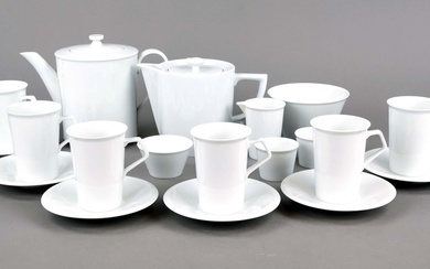 Breakfast service, 19 pieces, Meissen, end of 20th c., 1st choice, white, simple functional form
