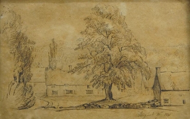British School, early/mid 19th century- Sketches of Newnham, Dyrham, and Bradby; pencil on paper, four, variously inscribed and dated 'Badby S. June 18. D June 20 / 1840', 'August 10th 1841 / Newnham', 'Newnham', and 'Dyrham Oct 1838', 14.3 x 20.2...