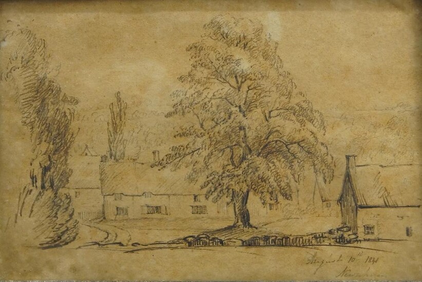 British School, early/mid 19th century- Sketches of Newnham, Dyrham, and Bradby; pencil on paper, four, variously inscribed and dated 'Badby S. June 18. D June 20 / 1840', 'August 10th 1841 / Newnham', 'Newnham', and 'Dyrham Oct 1838', 14.3 x 20.2...