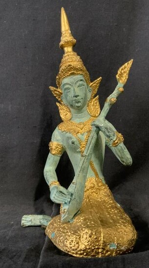 Bronze Southeast Asian Female Playing Instrument