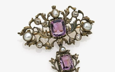 Brooch with diamonds amethysts and pearls Germany