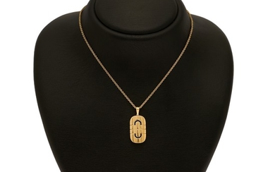 Bulgari: A “Parentesi” necklace of 18k gold. Pendant L. incl. eye-let 34 mm. W. 15 mm. Necklace L. 38.5, 41, 43.5 and 46 cm.
