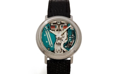 Bulova, Accutron Spaceview, n° 485196, vers 1960 Une montre ronde en acier, verre gradué, mouvement...