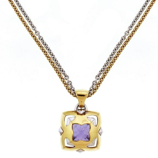 Bvlgari Pyramid Gold Amethyst Pendant with Two-Tone