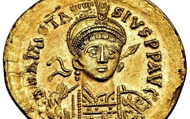 Byzantine Empire. Anastasius I (AD 491-518). Gold Solidus,Constantinople, 8th officina (H), AD 492-507