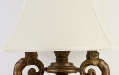ITALIAN CARVED AND GILT URN SHAPED DECORATIVE LAMP