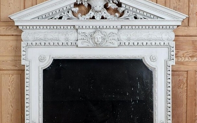 CARVED PAINTED OVERMANTLE MIRROR CIRCA 1880