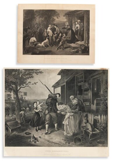 (CIVIL WAR.) Two engraved scenes of familial joy and