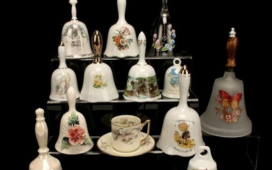 COLLECTION OF GLASS AND PORCELAIN BELLS