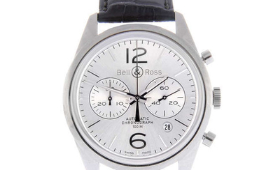 CURRENT MODEL: BELL & ROSS - a gentleman's stainless steel BR 126 Officer chronograph wrist watch.