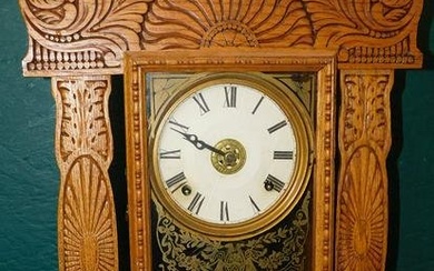Carved Oak Mantel Clock by Ingraham
